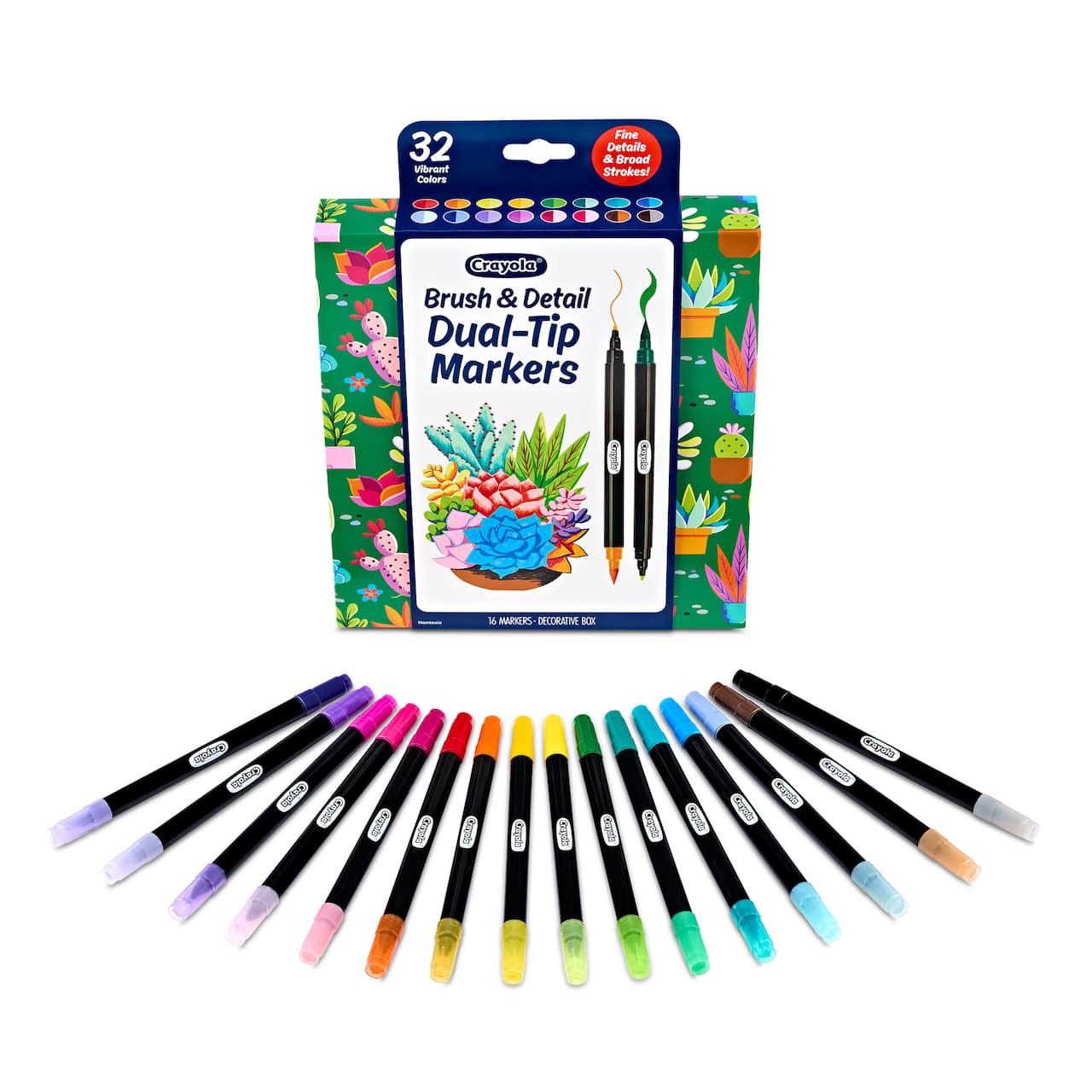 Crayola® Brush & Detail Dual-Tip Markers, Pack of 16